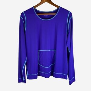 Athleta Summer Shade Long Sleeve Rashguard Top Size 2X Purple Stretch Beach Sun